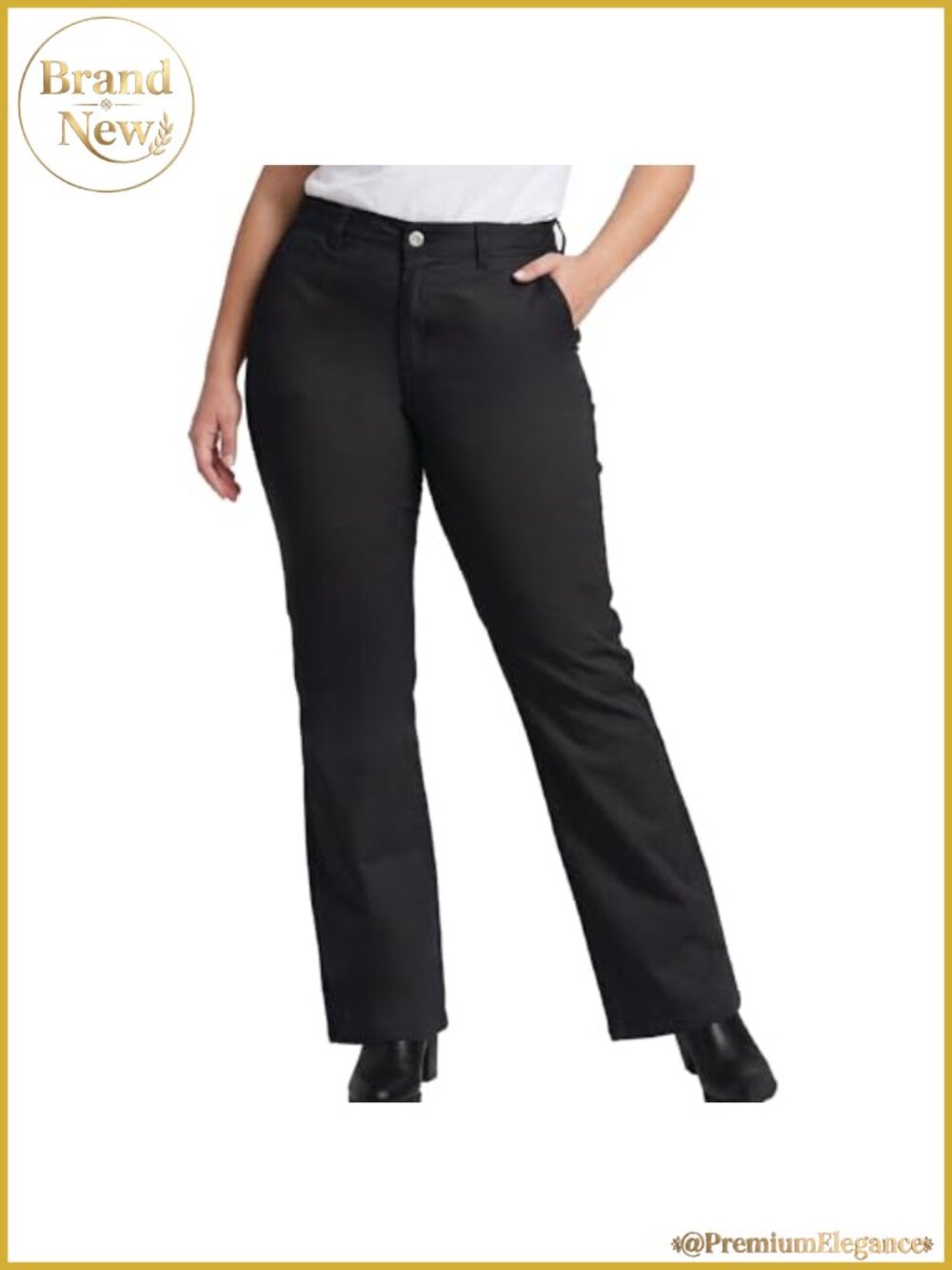 Plus Size Mid Rise Slim Fit Bootcut Work Pants Stretch Twill